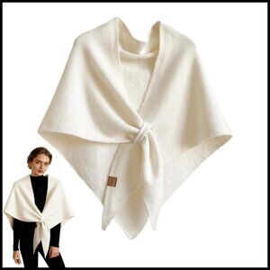 Oversized Wool Cashmere Shawl Wrap Triangle Scarf Chic Elegant Winter Warm
